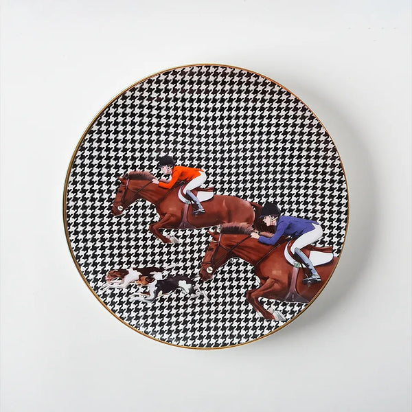 Equestrian Mavi & Kırmızı Ceketli Porselen Tabak