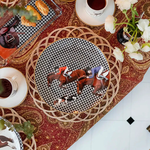 Equestrian Mavi & Kırmızı Ceketli Porselen Tabak