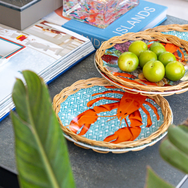 Hazeran Lobster El İşlemeli Rattan Detaylı Dekoratif Tabak – Limited Summer Edition