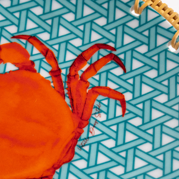 Hazeran Crab El İşlemeli Rattan Çerçeve Detaylı Dekoratif Tabak – Limited Summer Edition