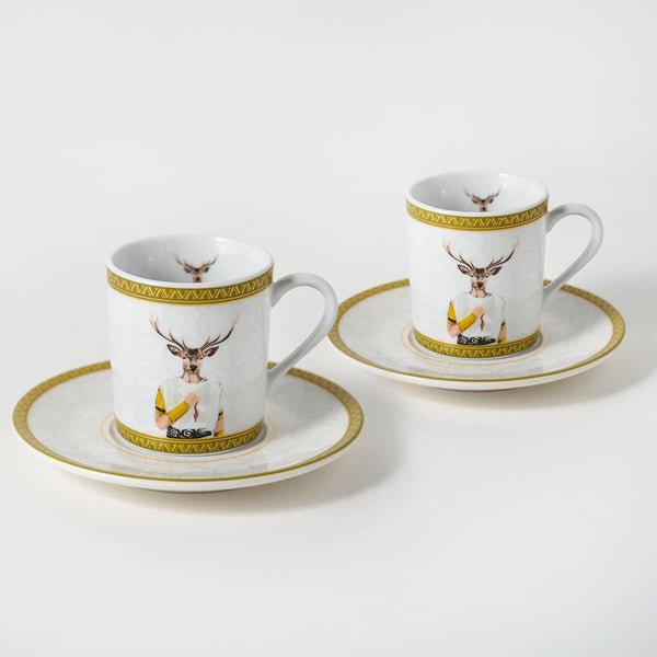 Deer Collection İkili Porselen Türk Kahvesi Fincanı