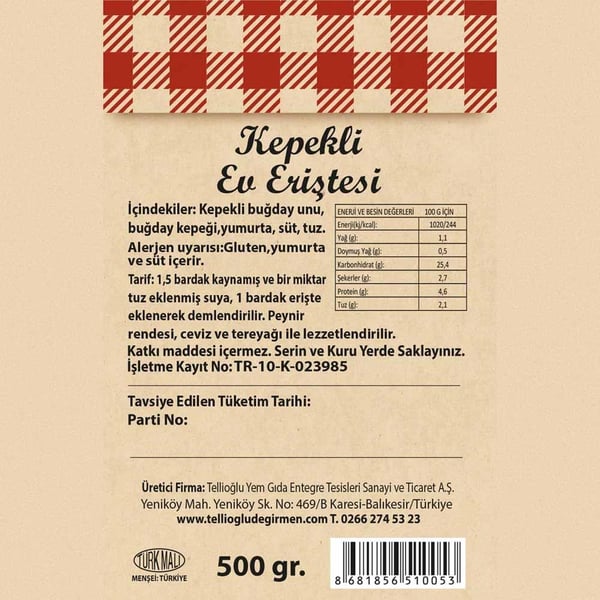 Kepekli Ev Eriştesi 500 G