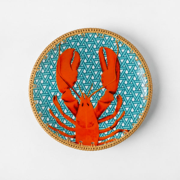Hazeran Lobster El İşlemeli Rattan Çerçeve Detaylı Dekoratif Tabak – Limited Summer Edition