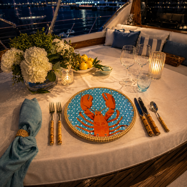 Hazeran Lobster El İşlemeli Rattan Çerçeve Detaylı Dekoratif Tabak – Limited Summer Edition
