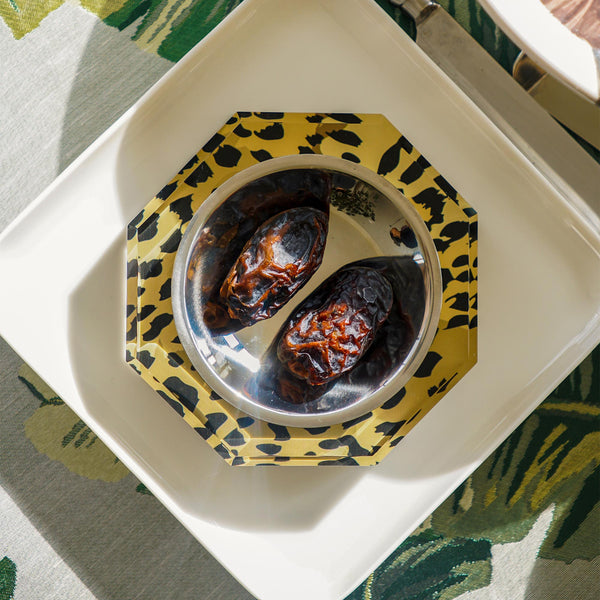 Leopard Akrilik Sekizgen Kase