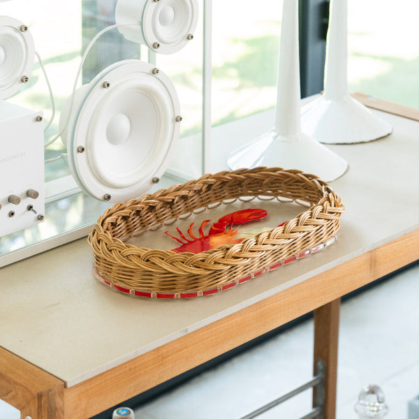 Hazeran Lobster El İşlemeli Rattan Detaylı Oval Tepsi – Limited Summer Edition