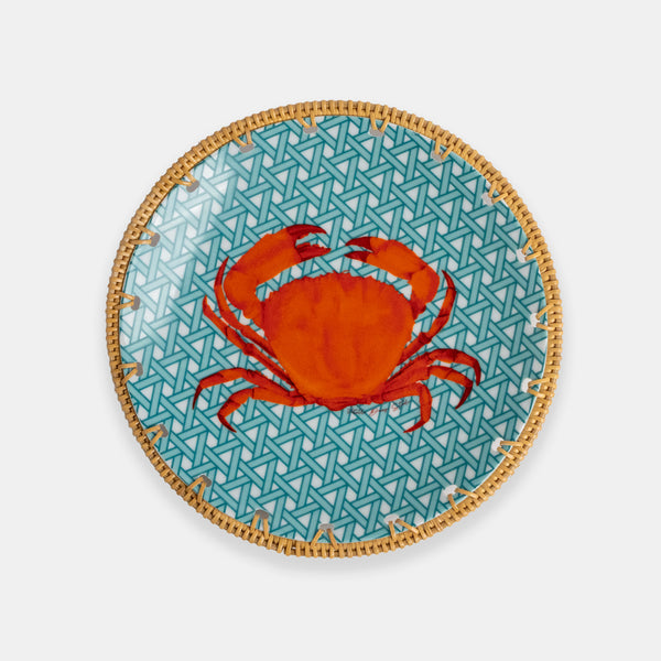 Hazeran Crab El İşlemeli Rattan Çerçeve Detaylı Dekoratif Tabak – Limited Summer Edition