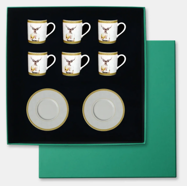 Deer Collection 6'lı Porselen Türk Kahvesi Fincanı Seti | Tasarım Kahve Fincanı Takımı - Vitelli Design