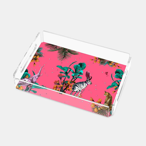 Wonderland Pembe Tavşan 25x17 Akrilik Tepsi