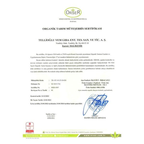 Tellioğlu Organik Özel Amaçlı Un 1 Kg