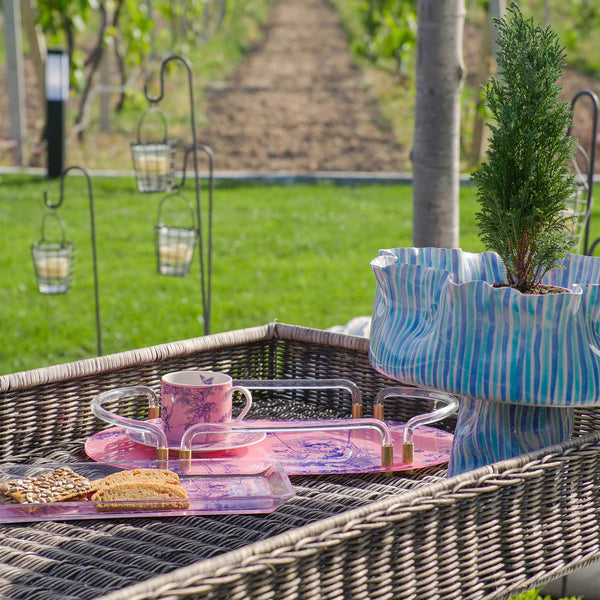 Timeless Collection Pembe Akrilik Oval Servis & Sunum Tepsisi | Dekoratif Pleksi Tepsi - Vitelli Design