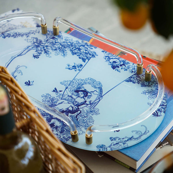 Timeless Collection Mavi Akrilik Oval Servis & Sunum Tepsisi | Dekoratif Pleksi Tepsi - Vitelli Design