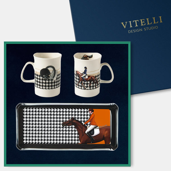 Equestrian Cam Tabaklı Kahve Kupası Set