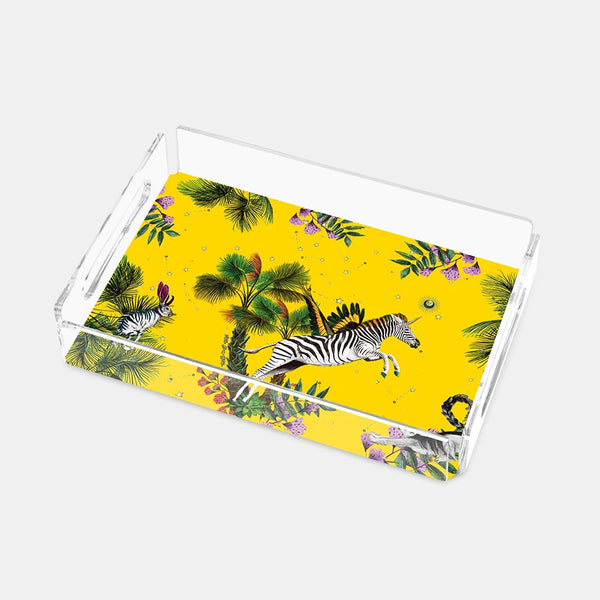 Wonderland Sarı Zebra 25x17 Akrilik Tepsi